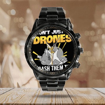 Discover Drone Flying Design for a Quadrocopter Hobby Pilot 1 Calendar Steel Band Watch