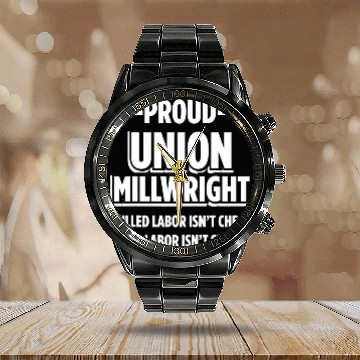 Discover Union Millwright Industrial Mechanic Worker 17 Baseball Tees Calendar Steel Band Watch