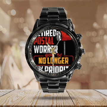 Discover Retired Postal Worker Postman 1 Calendar Steel Band Watch