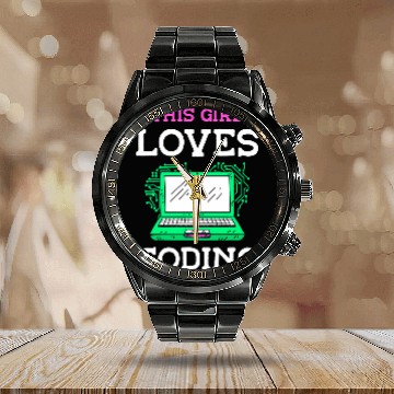 Discover This Girl Loves Coding Code Sayings Programmer Coder Calendar Steel Band Watch