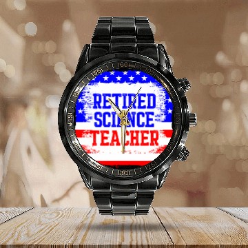 Discover Retired Science Teacher Certified School Retirement Calendar Steel Band Watch