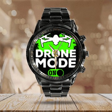 Discover Drone Mode On Quadcopter Drone Pilot Drone Flying Baseball Tees Calendar Steel Band Watch