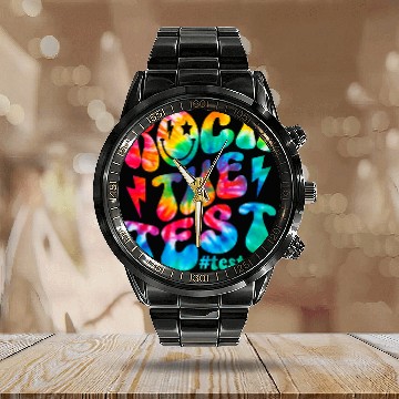 Discover rock test testing day motivational teacher student Baseball Tees Calendar Steel Band Watch