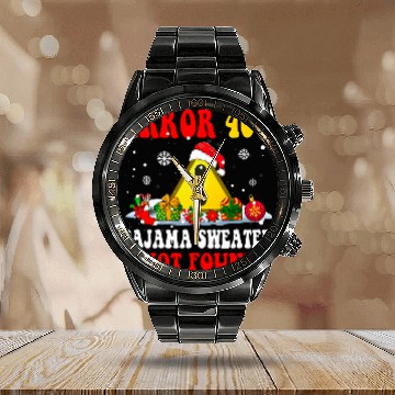 Discover Error 404 Pajama Not Found Funny Christmas Santa Programmer Calendar Steel Band Watch