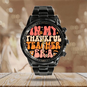 Discover In My Thankful Teacher Era Groovy Teacher Fall Thanksgiving Baseball Tees Calendar Steel Band Watch