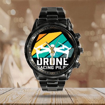 Discover Drone pilot FPV Multicopter Helicopter Hobby Calendar Steel Band Watch