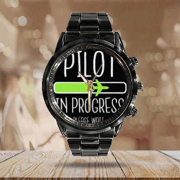 Discover Pilot In Progress Apparel Funny Flight School Student Calendar Steel Band Watch