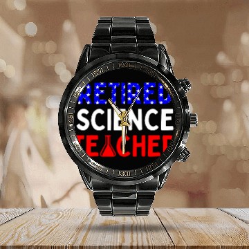 Discover Retired Science Teacher Graduated School Retirement Calendar Steel Band Watch