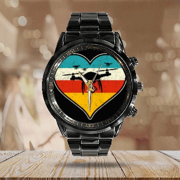 Discover Drone Hearth Sunset Calendar Steel Band Watch