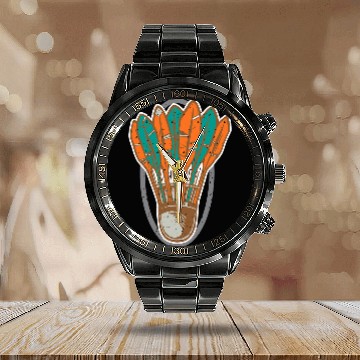 Discover Badminton Shuttlecock Sports Ball Calendar Steel Band Watch