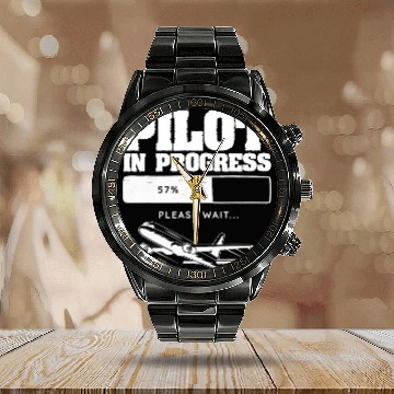 Discover Pilot In Progress Flight Aviation Future Copilot Calendar Steel Band Watch