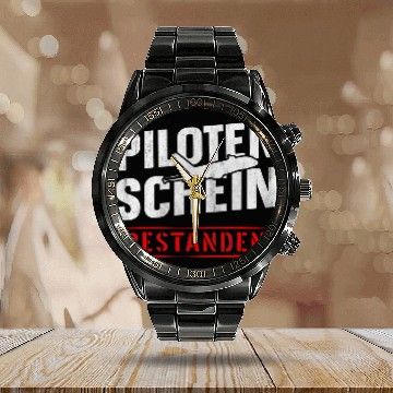 Discover Pilot License Bassed Flight Test Calendar Steel Band Watch