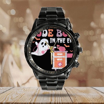 Discover ghosts Code Boo In The ER Respiratory Therapist Halloween Calendar Steel Band Watch