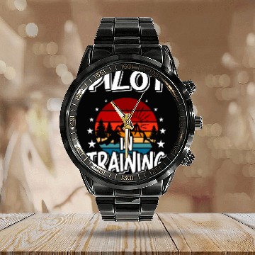 Discover Pilot in Training Future Pilot Calendar Steel Band Watch