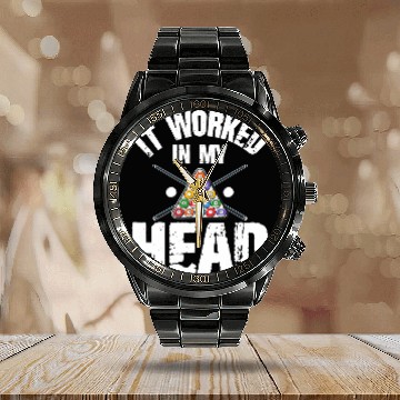 Discover It Worked In my Head Cool Billiards Squad Funny Pool Player Calendar Steel Band Watch