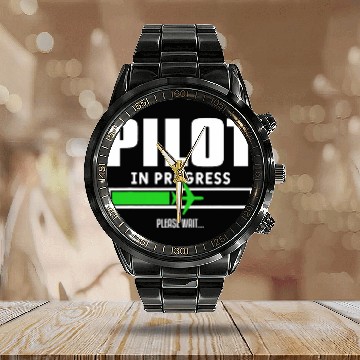 Discover Pilot In Progress Future Aviator Aviation School Student Calendar Steel Band Watch