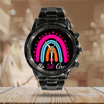 Discover HELLO 1st GRADE Goodbye Kindergarten Teacher Student Kids Zip Calendar Steel Band Watch