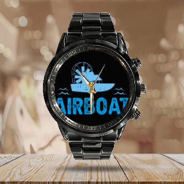 Discover Airboat Florida Everglades vintages Calendar Steel Band Watch