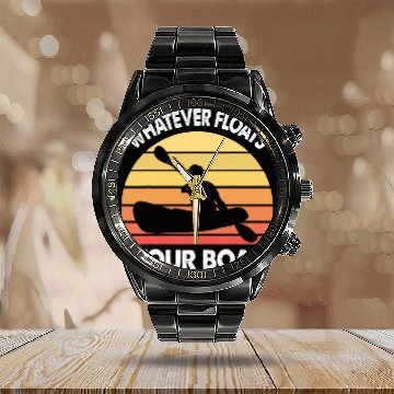 Discover Kayaking Quote Whatever Floats Your Boat Kayak Calendar Steel Band Watch
