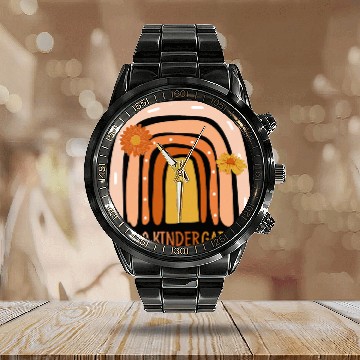 Discover Hello Kindergarten Leopard Rainbow Back To School Teacher Calendar Steel Band Watch
