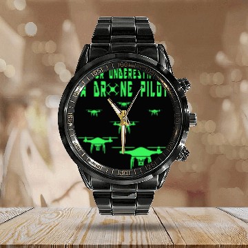 Discover Never Underestimate a Drone Pilot Funny Drone Pilot Pun 1 Calendar Steel Band Watch