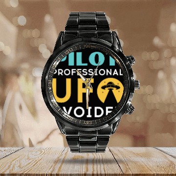 Discover Pilot Professional UFO Avoider For Pilots Calendar Steel Band Watch