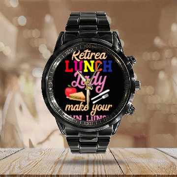 Discover Retired Lunch Lady School Meals Cafeteria Worker Calendar Steel Band Watch