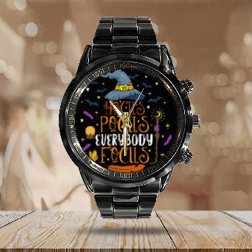 Discover Hocus Pocus Everybody Focus School Teacher Halloween Baseball Tees Calendar Steel Band Watch