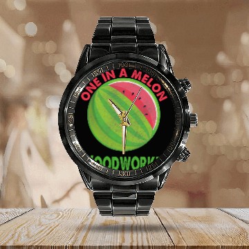 Discover One in a Melon Woodworker Watermelon Retirement Calendar Steel Band Watch