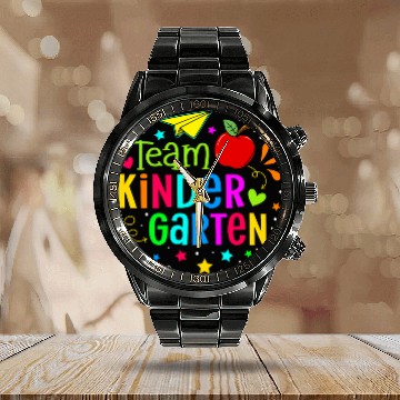 Discover team kindergarten teacher student back to school s Calendar Steel Band Watch