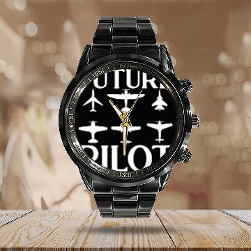 Discover Future Pilot Airplane Aviation Student Flight School Calendar Steel Band Watch