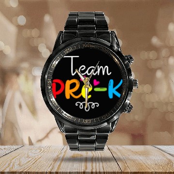 Discover Team PreK PreSchool Teacher Student Back To School Baseball Tees Calendar Steel Band Watch