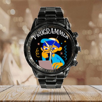 Discover Boy on Computer Programmer Career Student Calendar Steel Band Watch