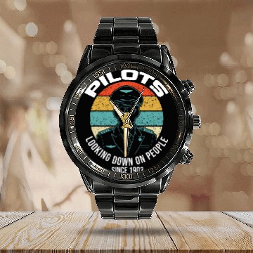 Discover Pilots looking down on people since 1903 Pilot Calendar Steel Band Watch