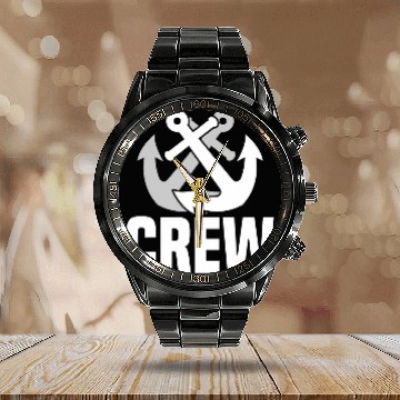 Discover Captain and Crew Of The Boat Baseball Tees Calendar Steel Band Watch