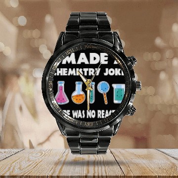 Discover Chemistry Joke Science Physics Experiment Teacher Student Calendar Steel Band Watch