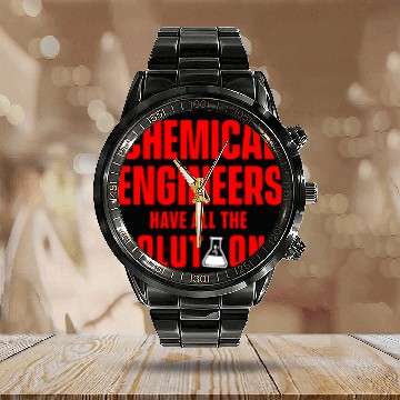 Discover chemicals Engineer Solutions Engineering 3 Calendar Steel Band Watch