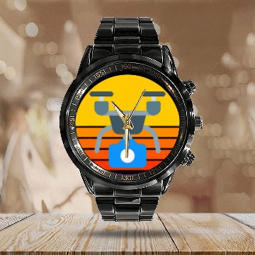 Discover Drone Pilot Hobby Droning Quadcopter FPV RPV Remote Control Baseball Tees Calendar Steel Band Watch