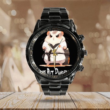 Discover Cute But Dangerous Funny Hamster Karate Calendar Steel Band Watch