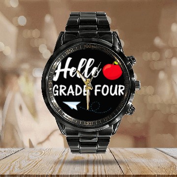 Discover Hello Grade Four Back To School Teacher Student Calendar Steel Band Watch