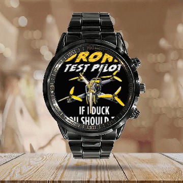 Discover Drone test pilot if I duck you should too pilot trending Baseball Tees Calendar Steel Band Watch