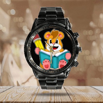 Discover Hamster Pupil Book School Calendar Steel Band Watch