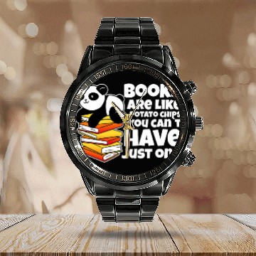 Discover Books Are Like Potato Chips Book Lovers Or Readers 3 Calendar Steel Band Watch