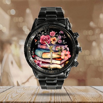 Discover Books Flowers Love Spring Pastel Reading Calendar Steel Band Watch