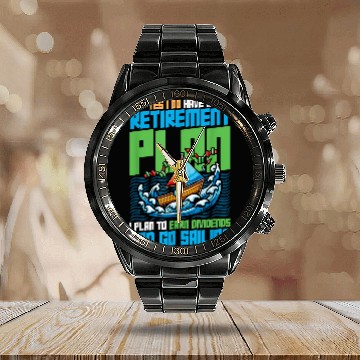 Discover Retirement Plan Earn Dividends Go Sailing Captain 1 Calendar Steel Band Watch