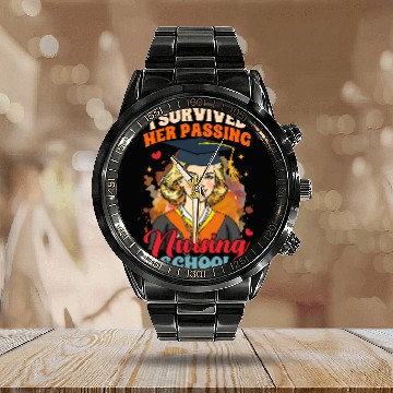 Discover Boyfriend nurses Grad I Survived Her Passing Nursing School Calendar Steel Band Watch