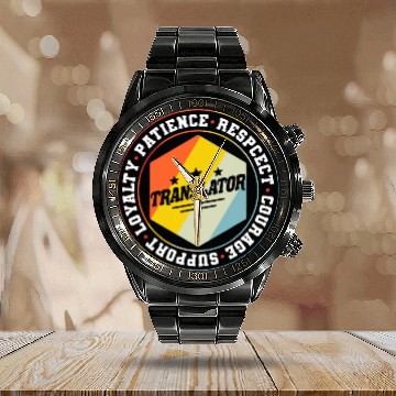 Discover Translator Appreciation Circle Zip Calendar Steel Band Watch