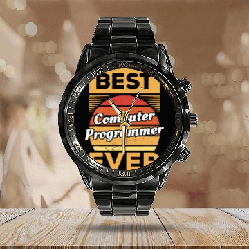 Discover Retro Computer Programmer Ever Programming Coding Calendar Steel Band Watch