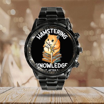 Discover Hamstering Knowledge page after page Read Book Lovers Zip Calendar Steel Band Watch