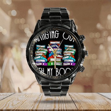 Discover Hanging out with my books Reading Book Librarian Calendar Steel Band Watch